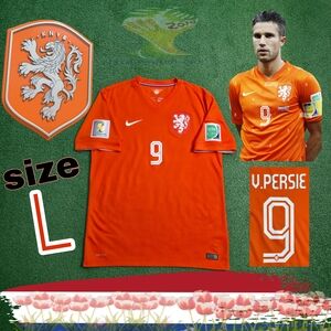 Nike Netherlands Robin Van Persie #9 2014 Brazil World Cup Home Orange Jersey L